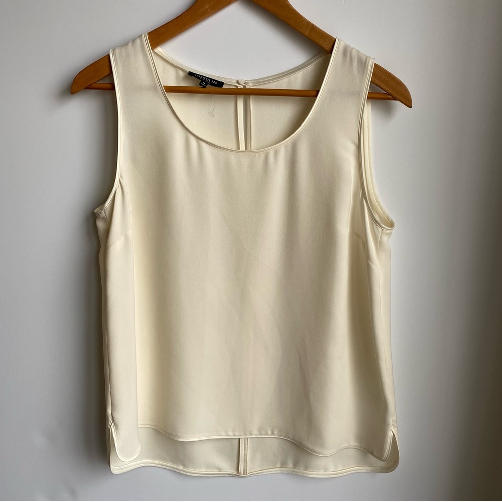 Lafayette 148 New York Cream Sleeveless Scoop Neck Tank